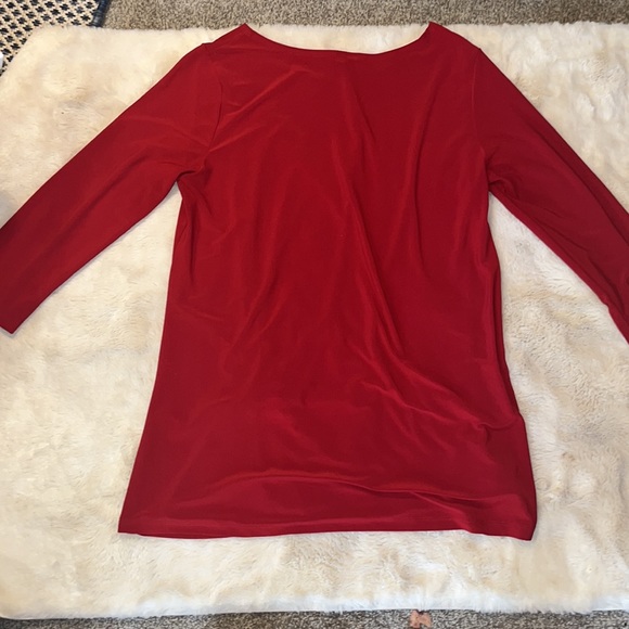 Clara Sun Woo | Twist Tie Tunic Top Asymmetrical Hem 3/4 sleeves in Red | Small - Picture 14 of 14